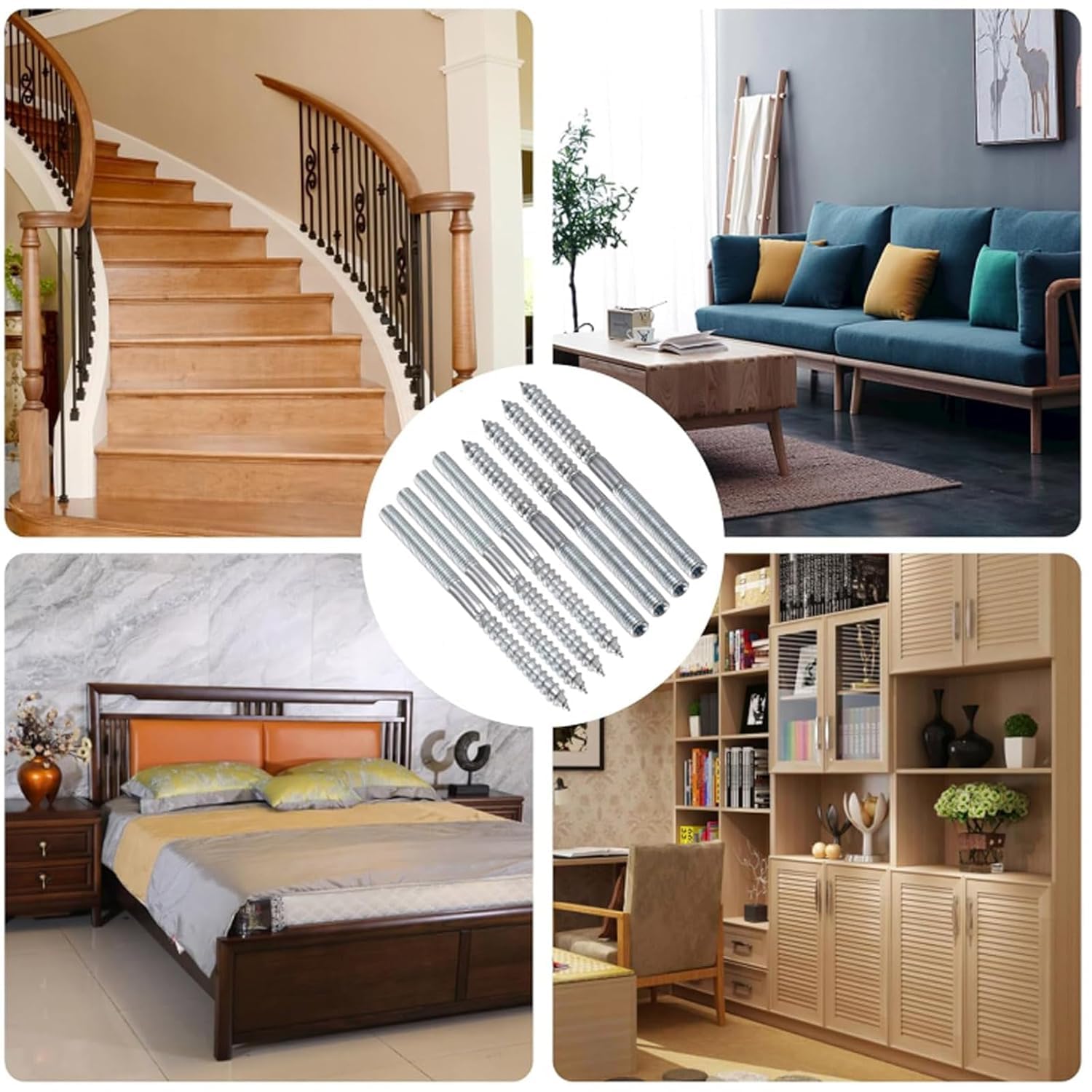 10PCS Hanger Bolt Double Headed Bolt Self-Tapping Screw Wood To Metal - View #10