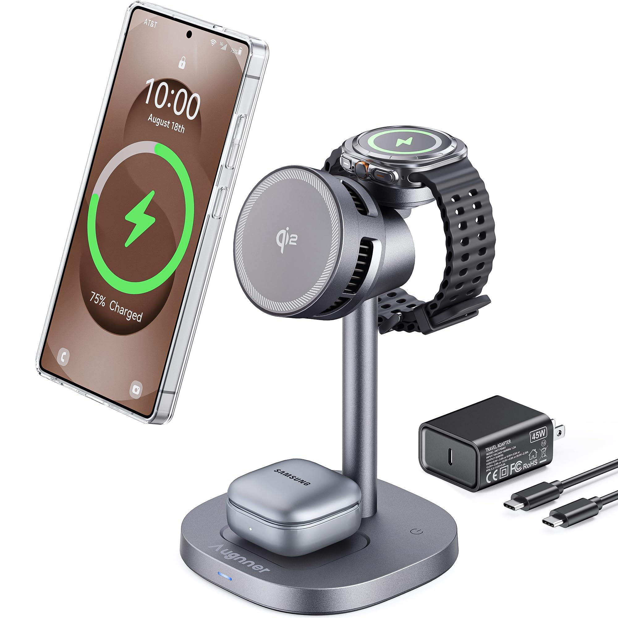 Photo 1 of Magnetic Wireless Charger for Samsung, Qi2 Certified 15W Fast 3 in 1 Charging Station TEC Cooling Compatible with Mag-safe Charger for Galaxy S26/25/24series, Z Fold 7/Flip7/Samsung Watch Ultra 8/Buds