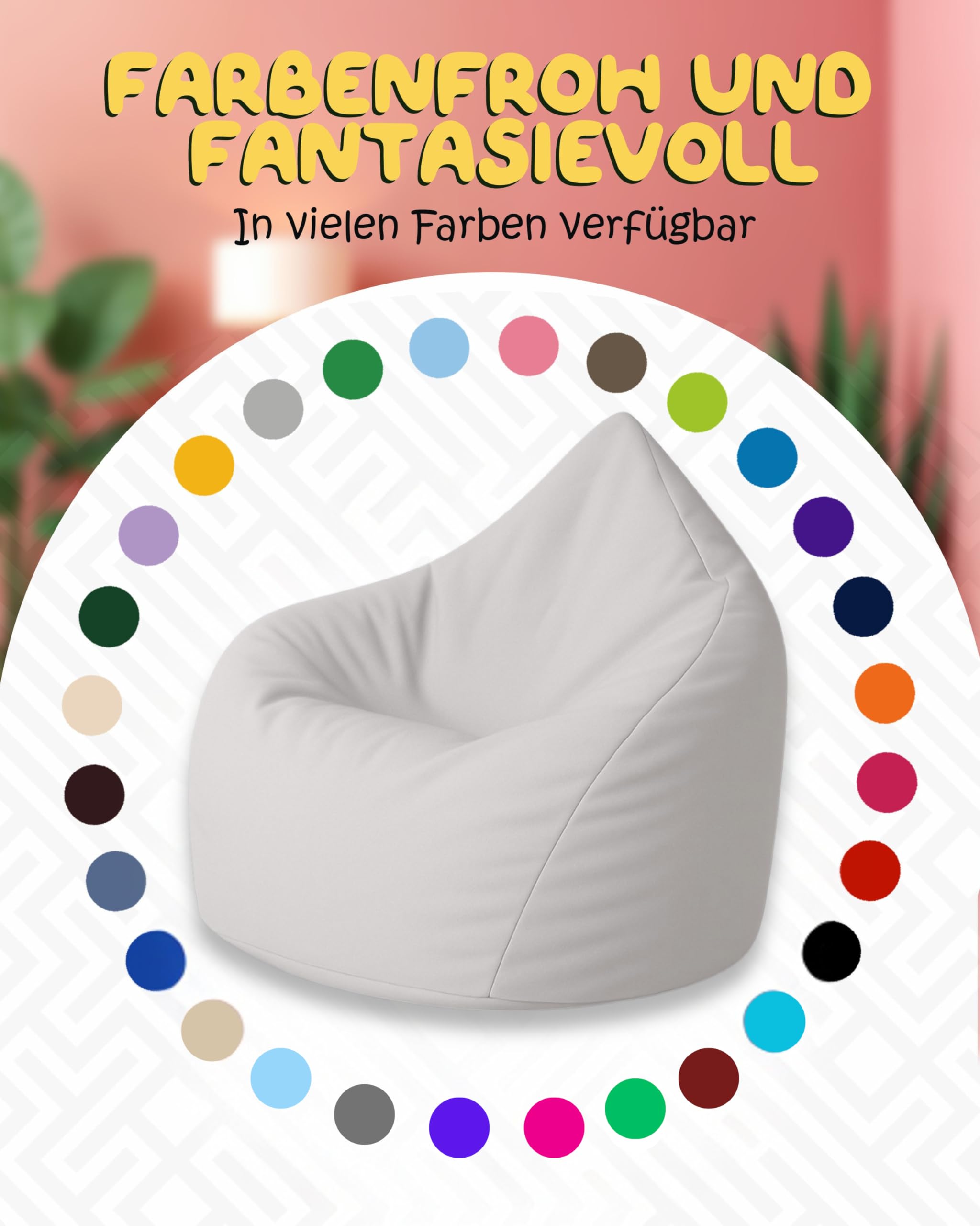 PATCH HOME Sitzsack Tropfenform – Beanbag - Mit Styropor-Füllung, Wasserabweisend, für Indoor & Outdoor, für Kinder und Erwachsene (Grau, Jumbo)