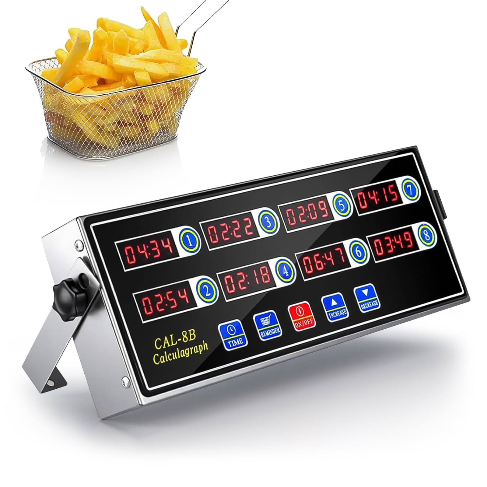 Temporizador de cuisine commercial à 8 canaux, minuteur de cuisine numérique, rappel de friteuse, cuisson, salle à manger, avec sonnerie de volume réglable, acier inoxydable pour restaurant, maison