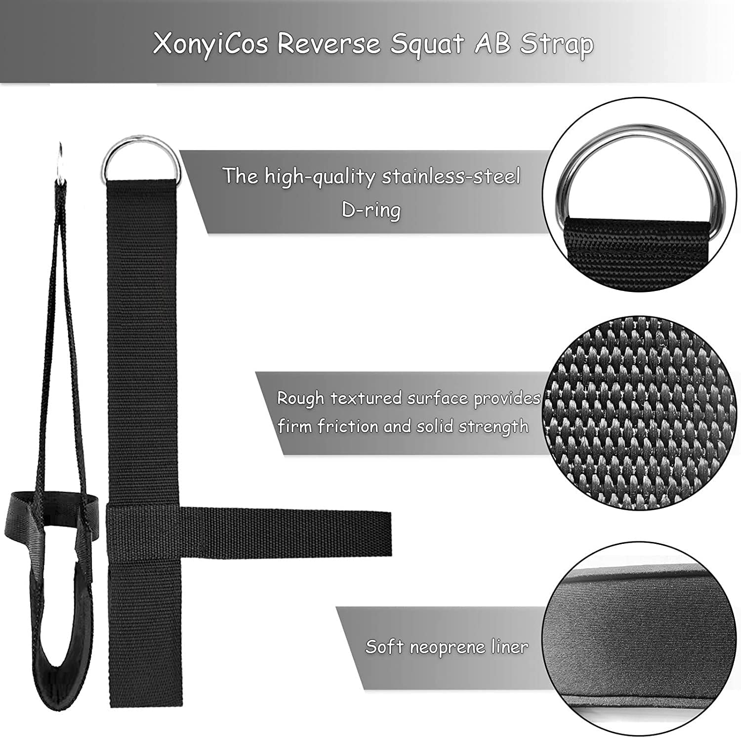 Fitcozi Reverse Squat Strap - Perfect for Knees Over Toes Training Carrying Bag Included - Elite Hip Flexor Training Equipment - Perform Hip Flexors (Squat Strap with Supporter)