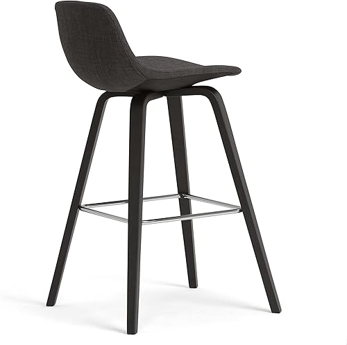 Miniatura 100 de SIMPLIHOME Randolph - Taburete moderno de mediados de siglo de madera curvada de 28 pulgadas (juego de 2) en piel sintética vegana gris piedra para