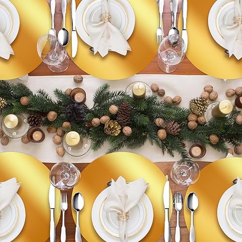 Miniatura 5 de 100 manteles individuales redondos dorados, de 13.3 pulgadas, de papel de espejo de papel desechable, para comedor, boda, mesa, decoración del día