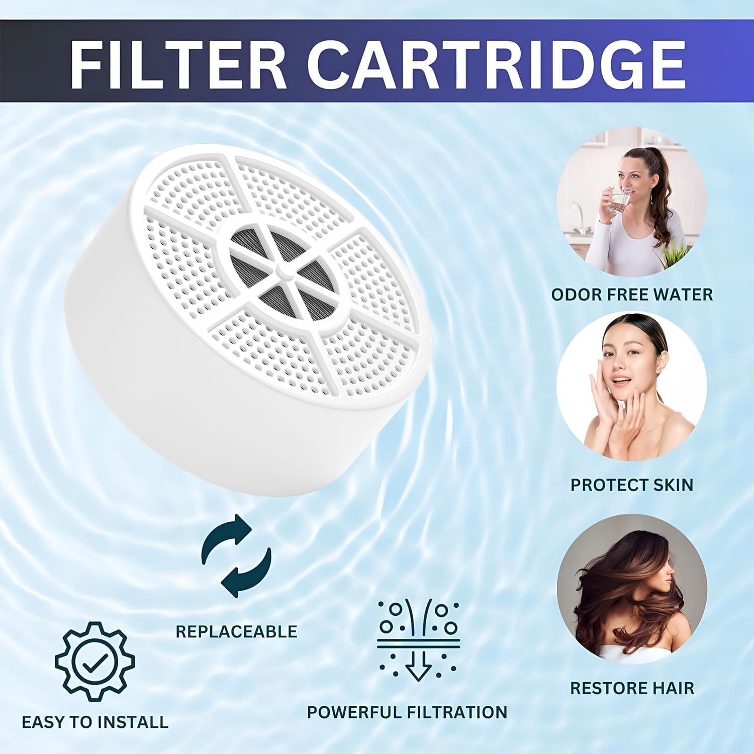 Vxcellent Bath Water Filter Cartridge.Bathtub Filter Replacement, Filter For Bathtub Bath Faucet Replacement Cartridge (2 Pack)