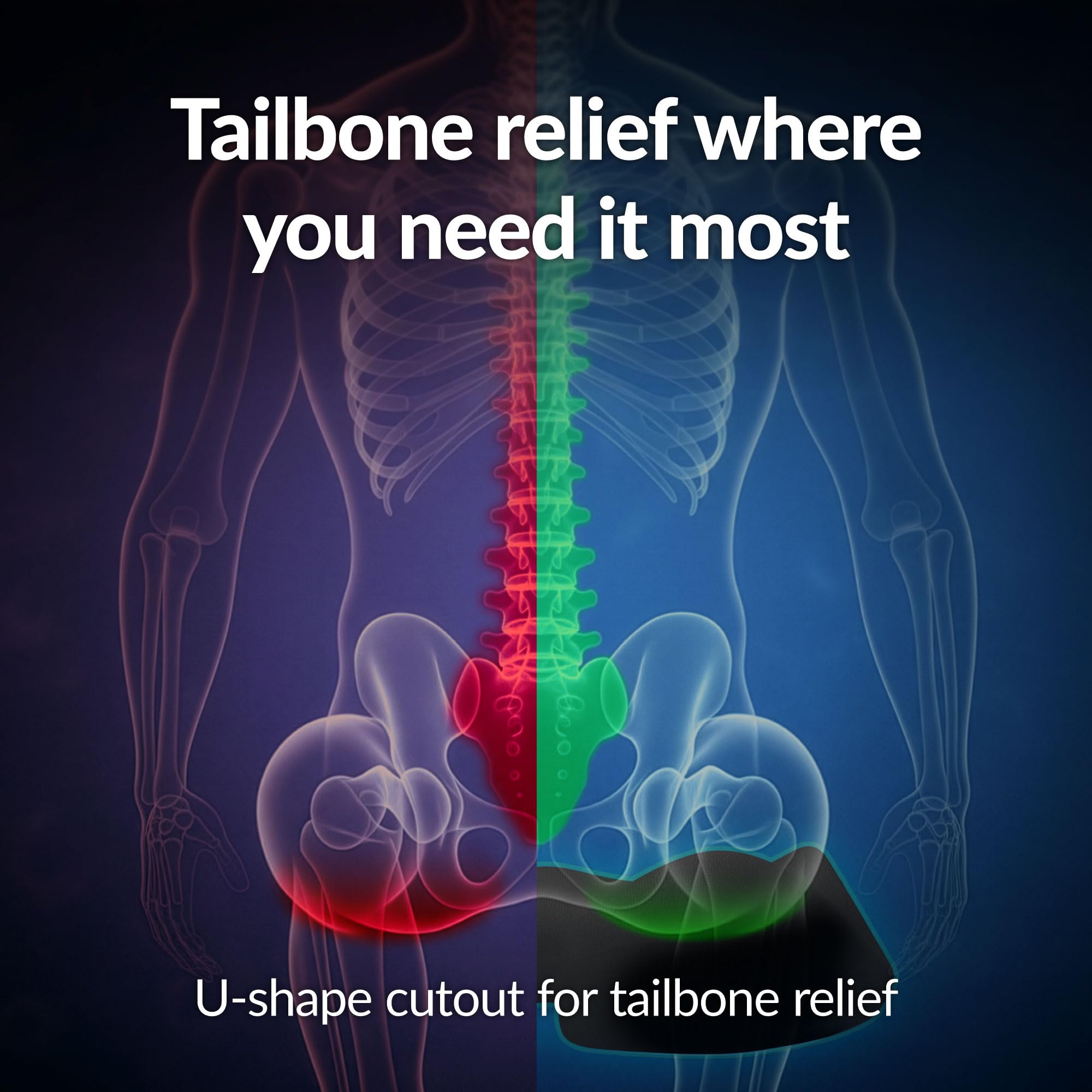 Everlasting Comfort Doctor Recommended Memory Foam Seat Cushion for Office Chairs Car - Ergonomic Office Desk Accessories - — view 2