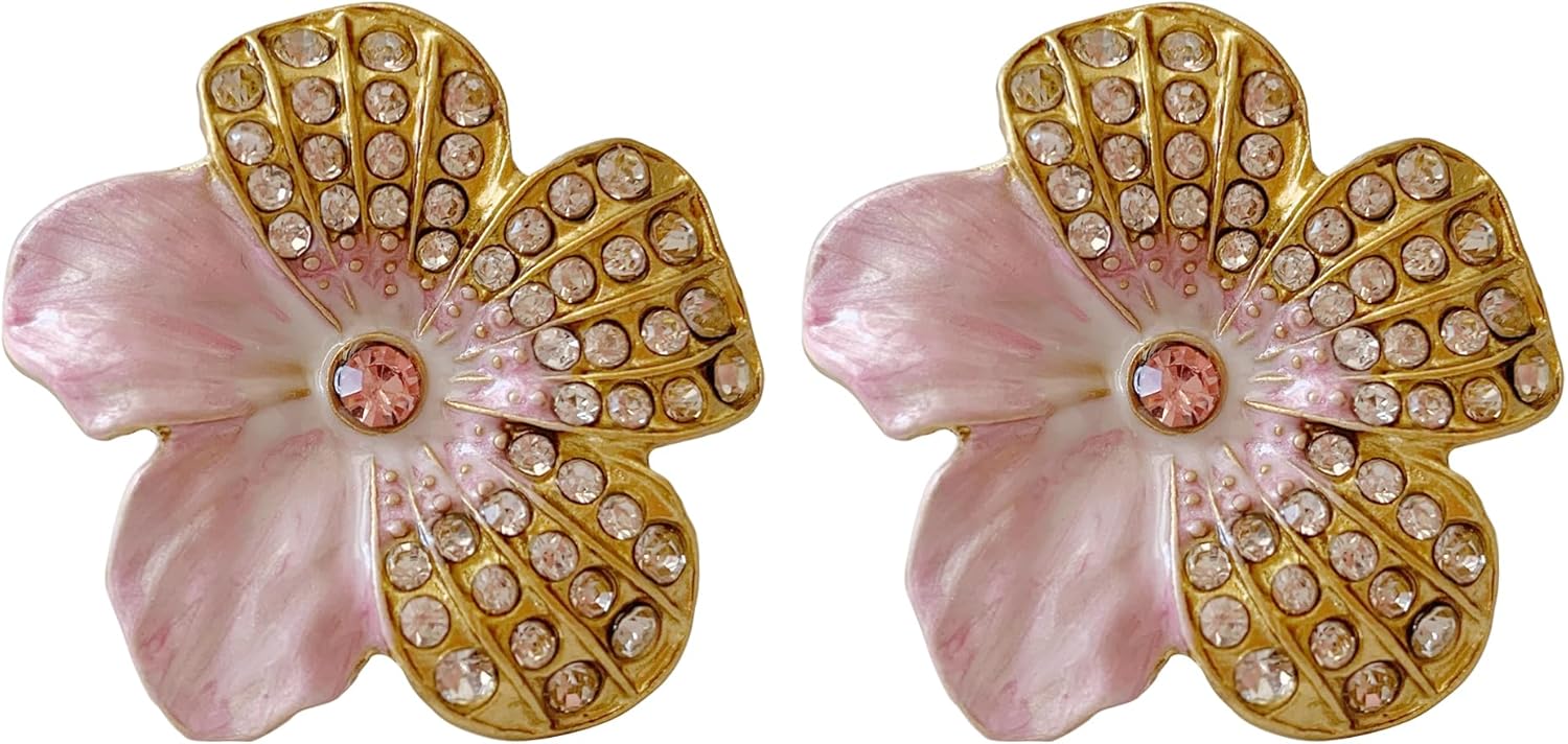 Unique Flower Metal Cabinet Knobs, Set of 2, Hand-Painted Drawer Pulls with Mounting Screws, Decorative Dresser Handles for Cabinets, Closets, Doors, Home Décor