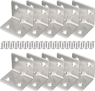 10pcs Angle Connector Bracket, BetterJonny Stainless Steel 38mmx30mm Right Angle Brackets Fastener Corner Braces Joint L Shaped Support Bracket with 40 Screws