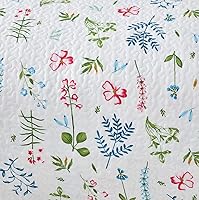 Vista 4 de UOZZI BEDDING - Juego de colcha reversible de 3 piezas tamaño King, color blanco con hojas azules y verdes y flores rojas, suave, de microfibra