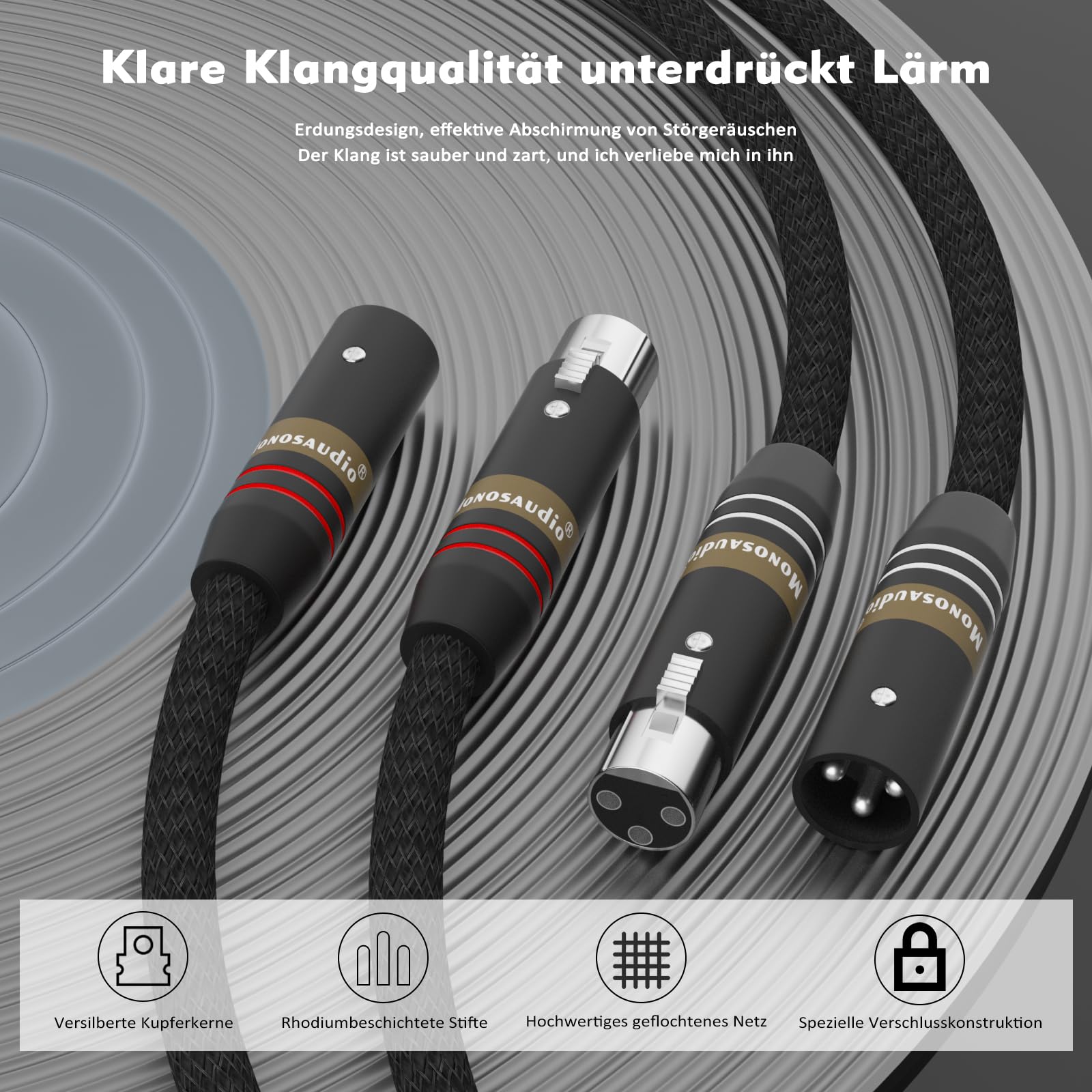 Monosaudio-Paar A202X 5N OFC - Cavo di collegamento RCA placcato in rame placcato argento (1M/3.2FT)