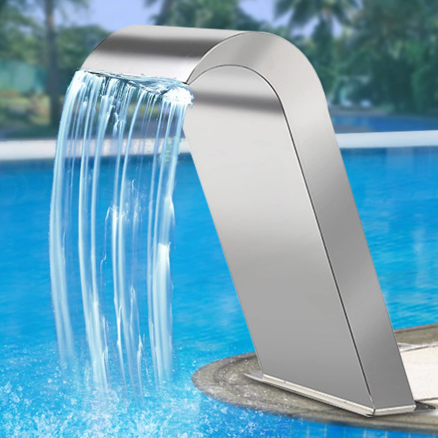 Fontaine à Cascade extérieure, élément décoratif de Jardin en Acier Inoxydable, Mur d'eau en Cascade pour terrasse et aménagement paysager.