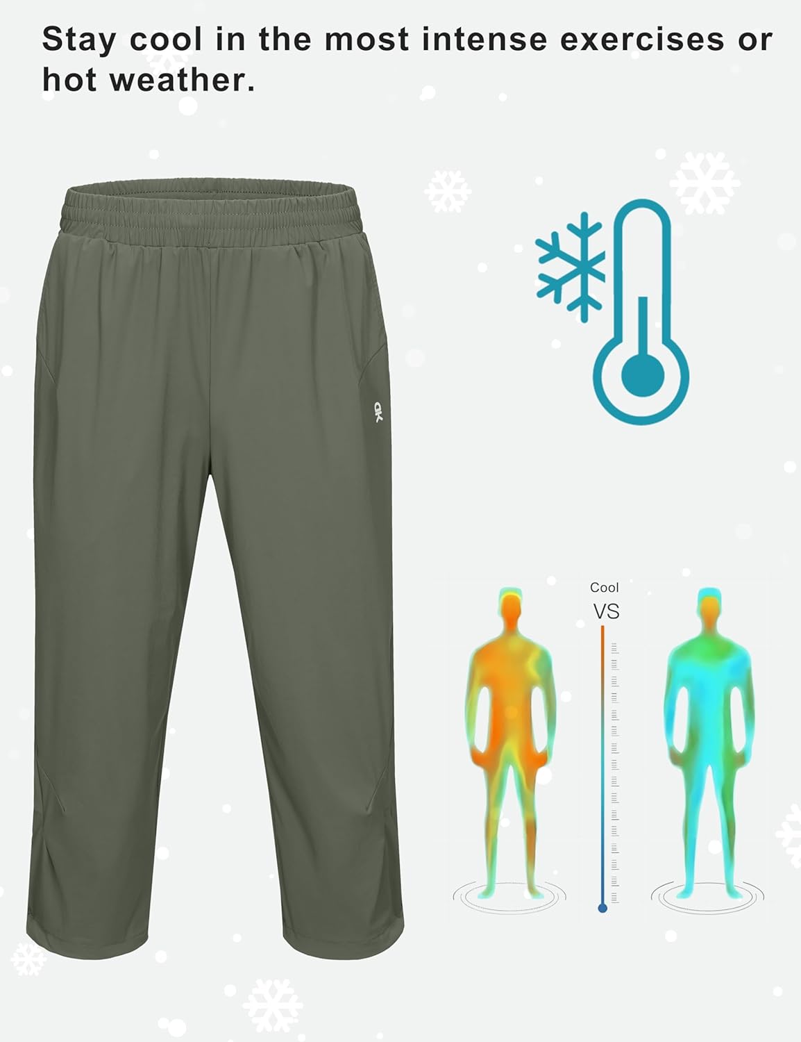 Little Donkey Andy Men's Quick Dry Capri Pants, Stretch Lightweight Summer Crop Pants Below Knee for Hiking, Jogging