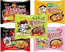 Samyang Buldak Chicken Stir Fried Ramen Korean Ramen (5 Flavor Combo, 5 Pack)