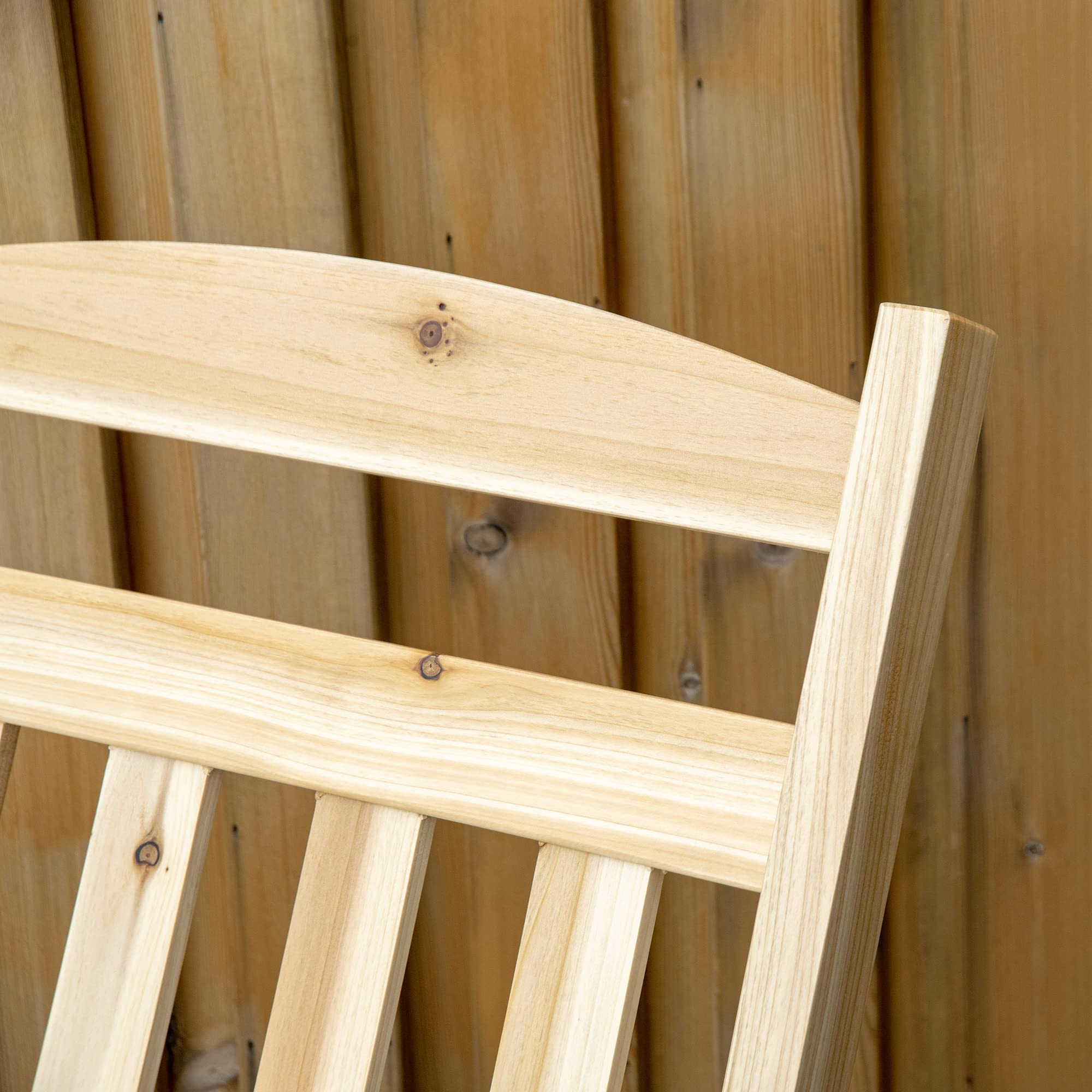 Outsunny - Conjunto de jardín (2 piezas, estilo acogedor), diseño de silla mecedora + mesa auxiliar plegable, madera de abeto, macizo,