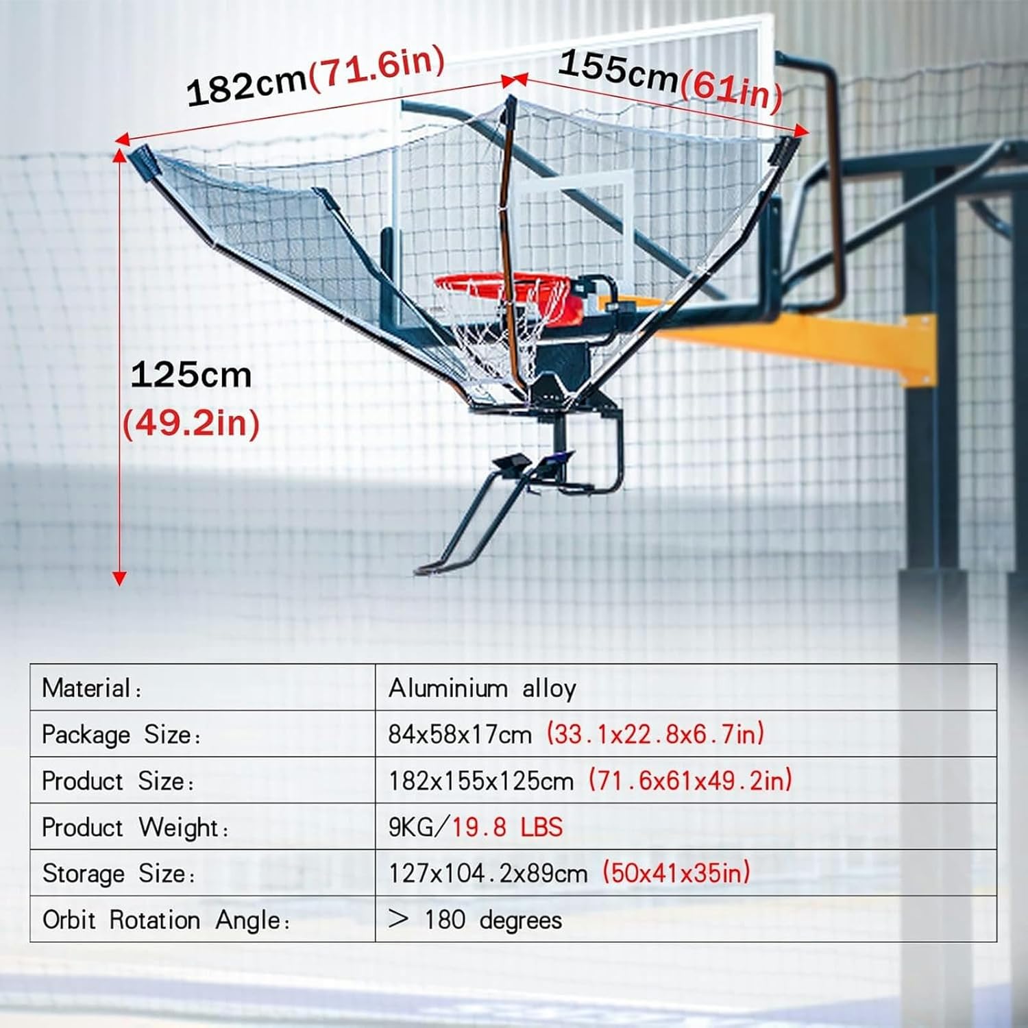 Basketball Rebounder Net - 45° Slope Ensures Predictable Return Path, 90° Brackets Adapt to Your Position, Optimizes Every Practice Minute