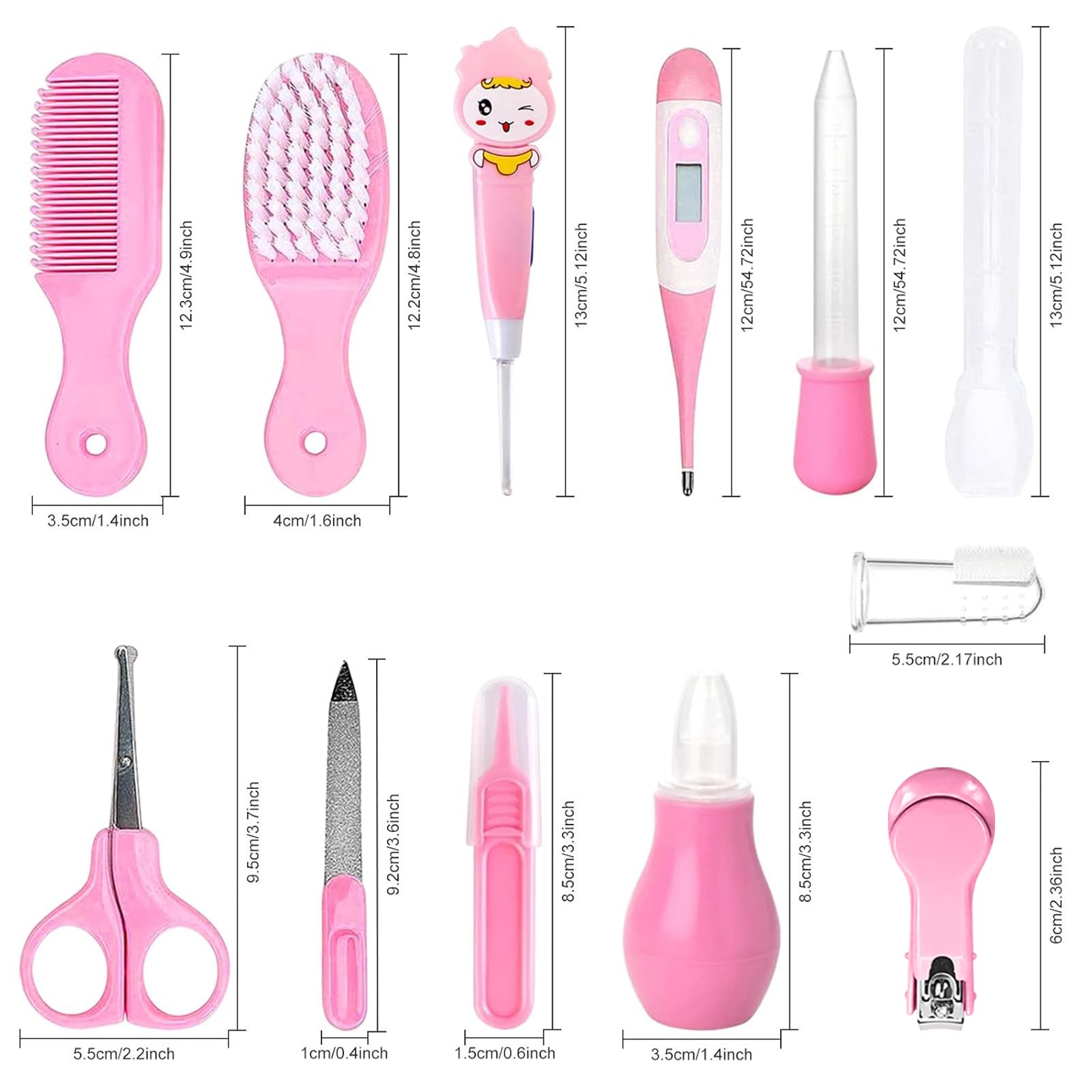 Trousse de Soin Bébé, HyAdierTech 13 Bébé Naissance Set, Kit de Soin Bébé, soins bébé Infirmière nouveau-né Bébé Clou Cheveux Soins de santé Des gamins Thermomètre Toilettage Brosse Trousse (Rose)