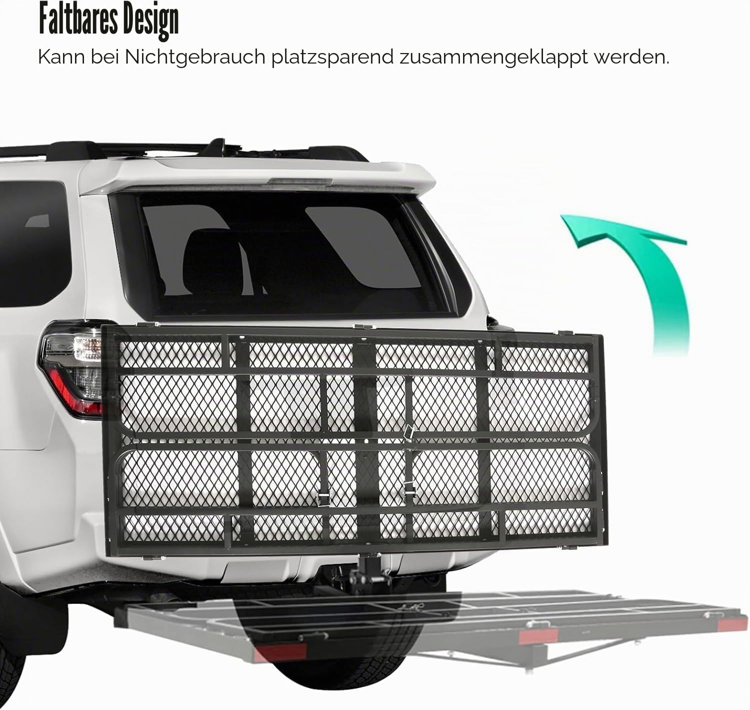 Klappbare Anhängerkupplung Cargo Carrier 60 x 24 x 14 Zoll für RV LKW SUV Van, 227 kg Kapazität, 5,1 cm Empfänger, Schwarz