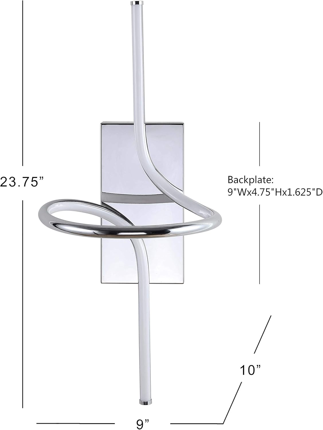 JONATHAN Y 9" Chrome Modern Minimalist Integrated LED Vanity Light Sconce, Dimmable Metal Wall Lamp for Bathroom Mirror, Living Room, Hallway, Hardwired, ETL Listed JYL7030A