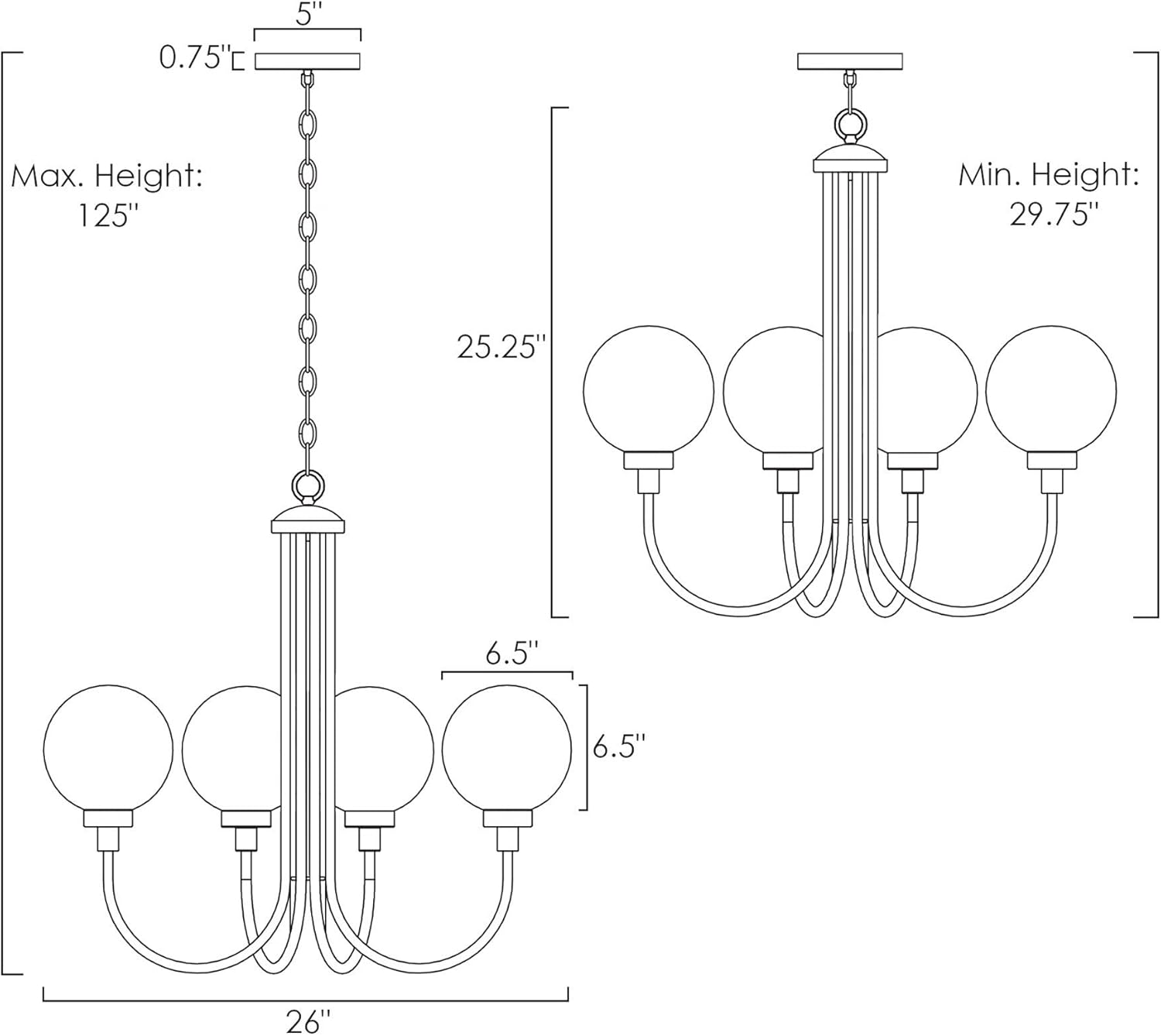 Crаzу Dеаlѕ Kira Home Noelle 26 Modern Mid Century 5-Light Chandelier, Clear Glass Globe Shades + Curved Arms, Black Finish