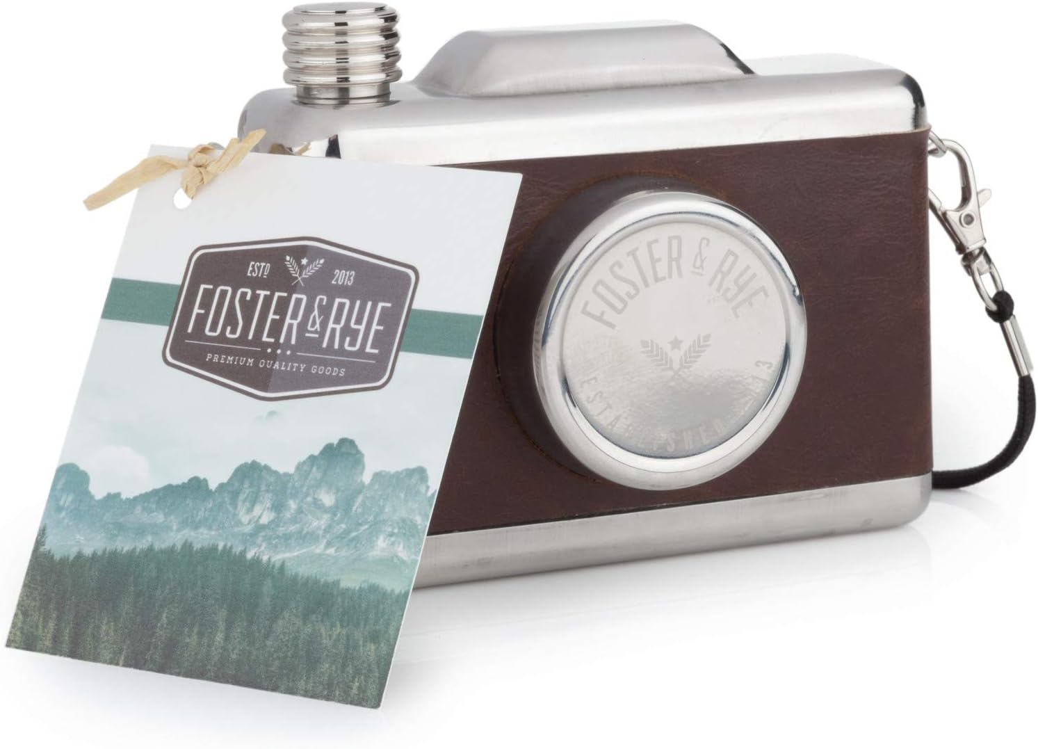 Foster & Rye Snapshot Flask - Hidden Flasks for Liquor - Camera Vintage Flask - Hip Flask Holds 11oz - Stainless Steel Set of 1
