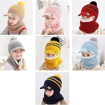 IBLUELOVER Cagoules 3 En 1 Ensemble Bonnet Écharpe Demi-Cagoules Chapeau Balaclava En Tricoté Doublure Polaire Bonnet Ski Hiver Chapka Cache-Cou Chapeau Thermique Moto Sport De Plein Air Homme Femme