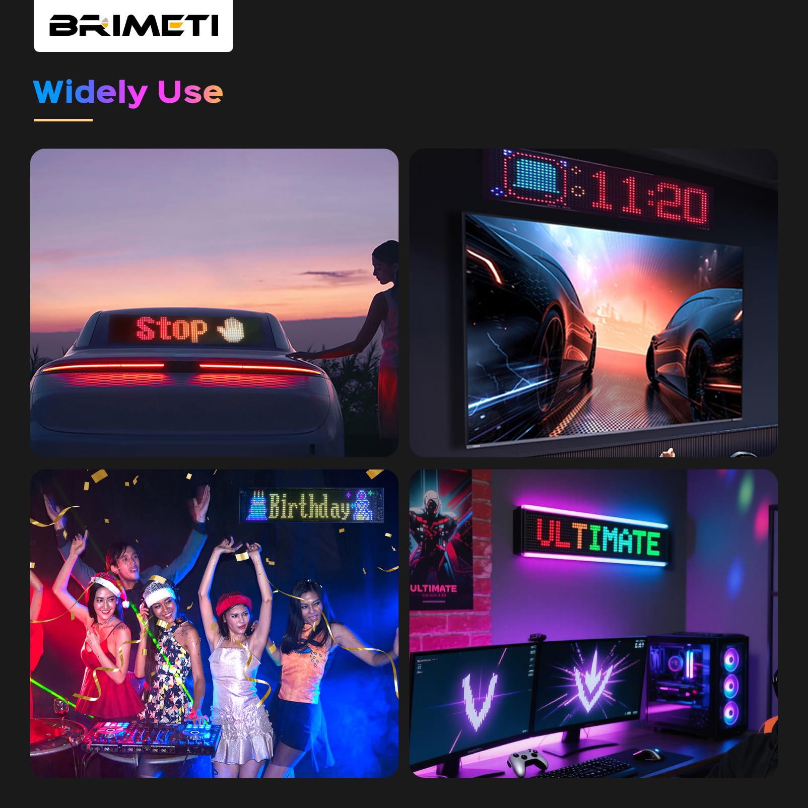 Insegna Luminosa LED Pannello LED Programmabile 37.5x9cm USB 5V Schermo Flessibile Scorrimento Matrice con Bluetooth APP Controllo Display per Auto Bar Negozio Festa Decorazione