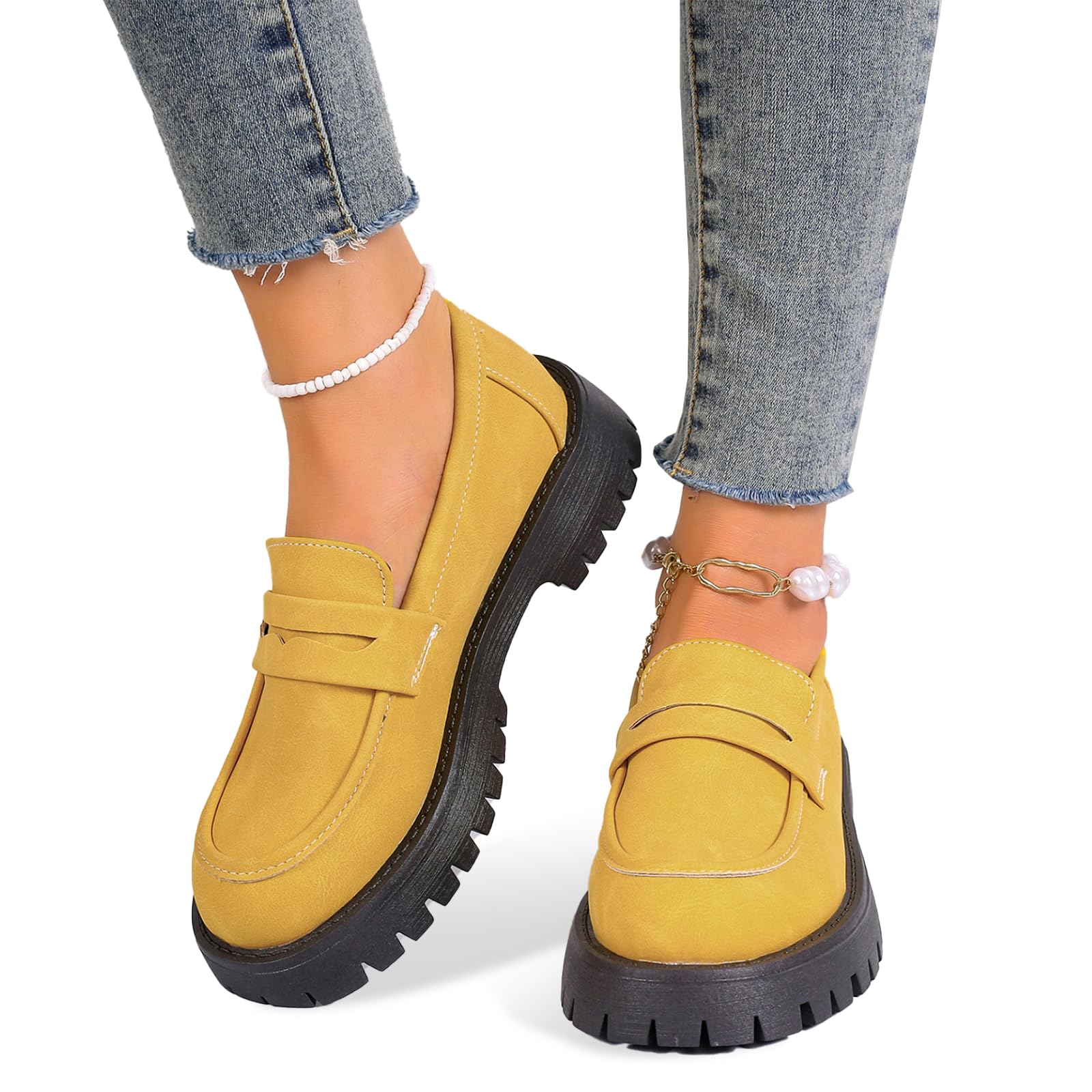 Rewjug Orthoture Orthopedic Platform Loafers, Lug Sole Loafers for Women, Comfortable