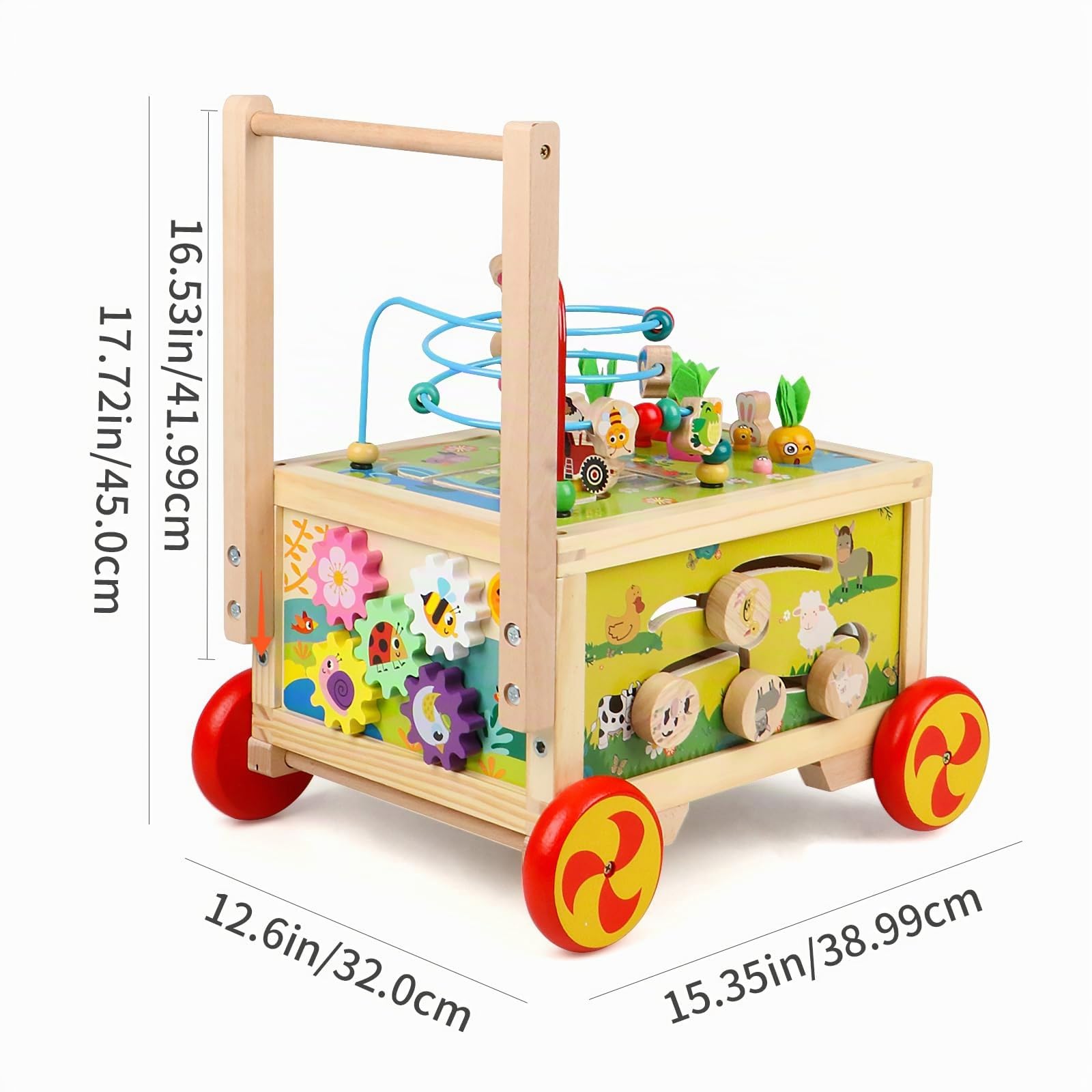 Cubo de móvil de Madera con Ruedas Adecuado para niños y niñas