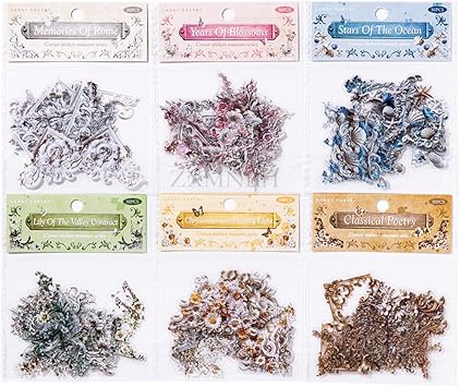 30 Pcs/Pack Classic Poetry PET Stickers for Scrapbooking Kit Waterproof Clear Sticker Junk Journaling Supplies Journals Diary Planner Collage Laptop Paper Crafts