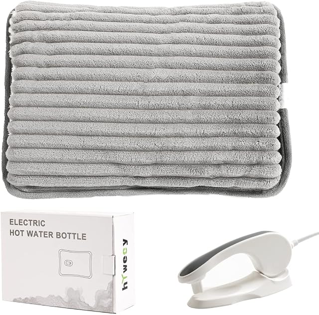 hYwecy Rechargeable Electric Hot Water Bottle,Portable Rechargeable Hot Water Bag,Hand and Shoulders Pain Relief (Grey)