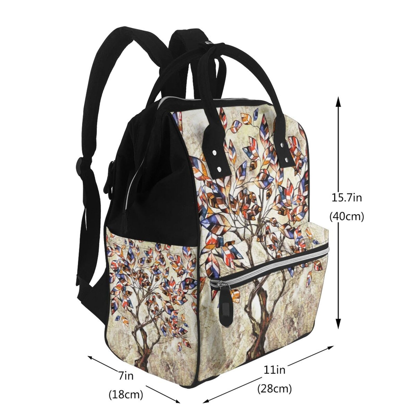 Pintura al óleo abstracta árbol bolsa de pañales mochila de pañales para mujeres hombres moda bolsas de viaje casual mochila, Multicolor, Talla única