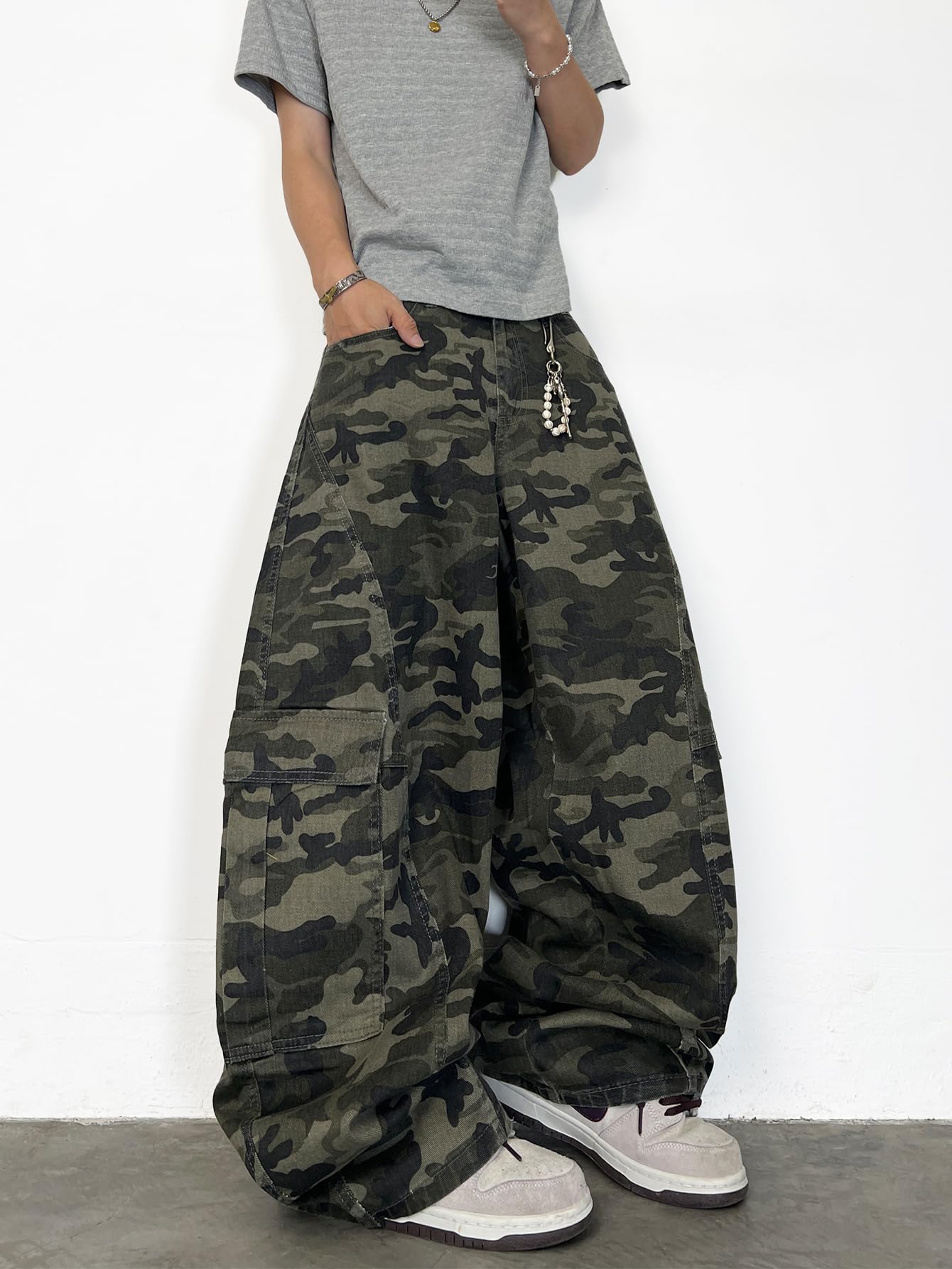 Baggy Barrel Jeans da uomo Pantaloni larghi Jeans con vestibilità ampia Y2K Hip Hop Streetwear