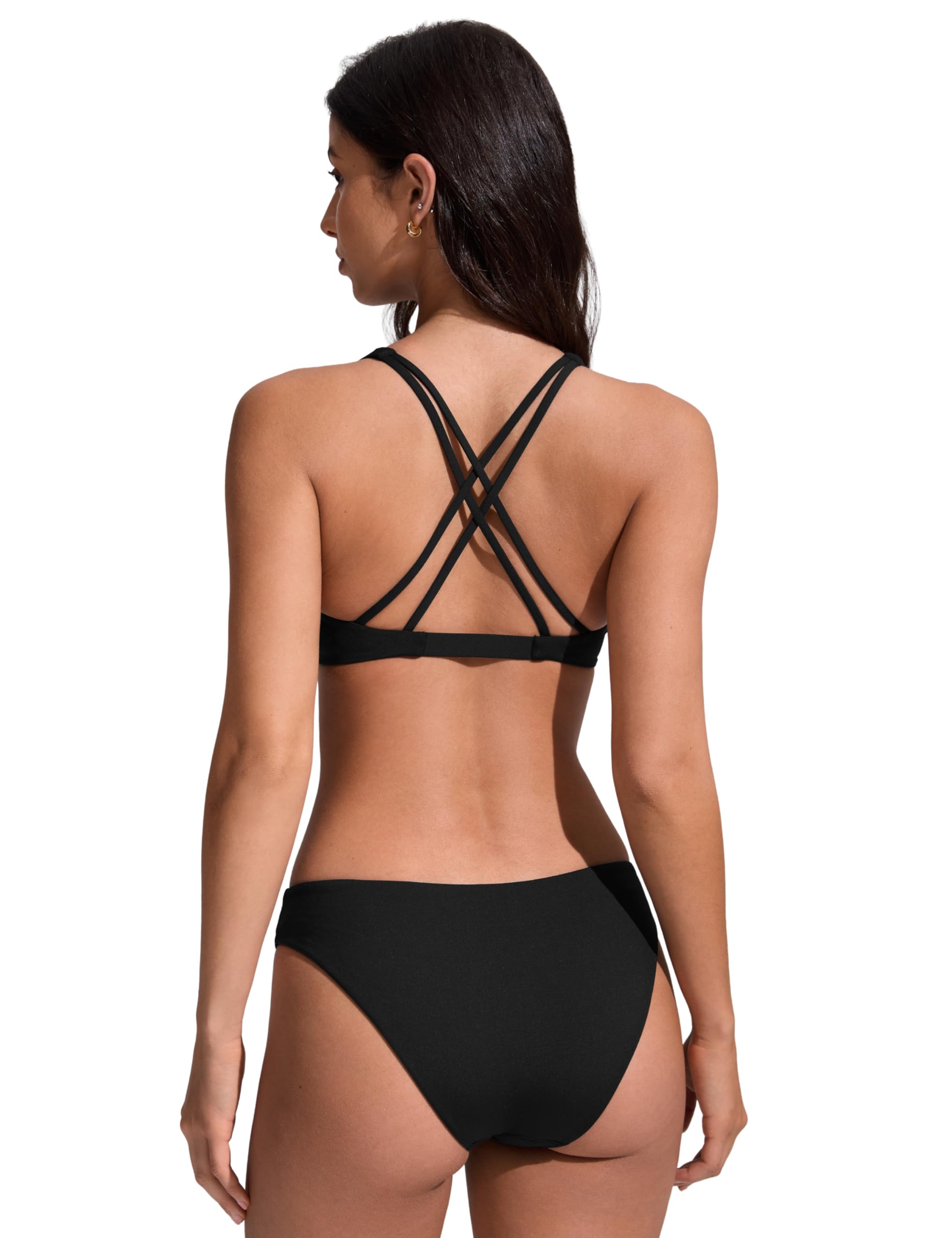 CRZ YOGA Damen Bikini Oberteil Top Bademode Swimsuit Push Up Padded Swim Ruched Wickeloptik Bathing Suits Bikinioberteil