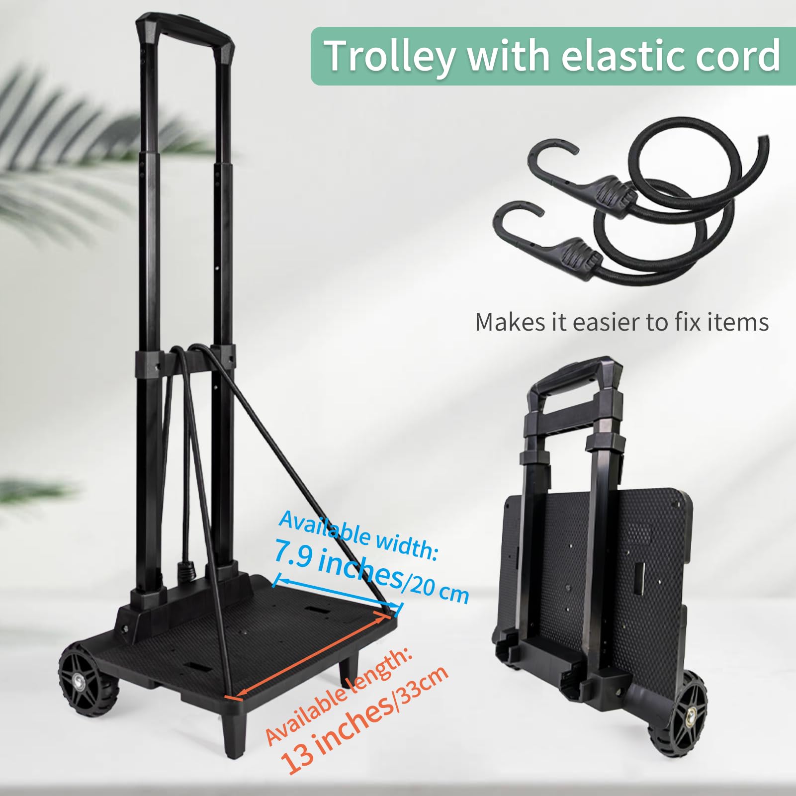 Carrito de mochila con cuerdas elásticas, carrito plegable de aleación de aluminio para equipaje, portátiles, equipo de camping, bolsas de comestibles y más, camión de mano ligero y portátil