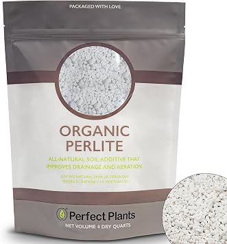 Organic Perlite by Perfect Plants Add to Soil for Indoor & Outdoor Container Plants for Drainage Management and Enhanced Growth 4qts.