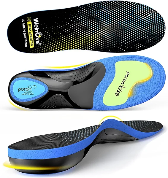 Work Boot Insoles Plantar Fasciitis - Welnove Heavy Duty Inserts for Pain Fatigue Relief, Standing All Day - High Arch Support Shoe Insoles Orthotic for Flat Feet, Achilles Tendonitis, Men Women (M)