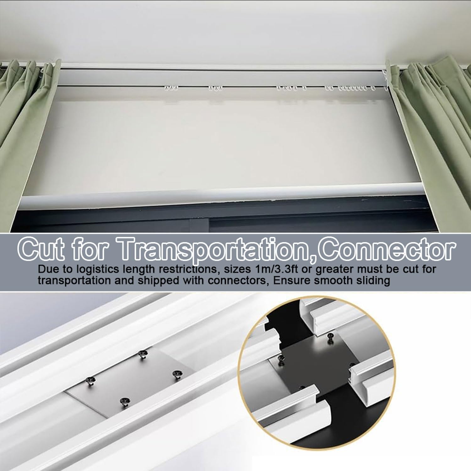 Schwerlast Vorhangschiene,2-läufig Gardinenschiene Aus Aluminium, Gardinenstange Deckenhalterung,Leises Gleiten,Strapazierfähig,Für Krankenhaus,Büro(White,2.7M/8.8FT)