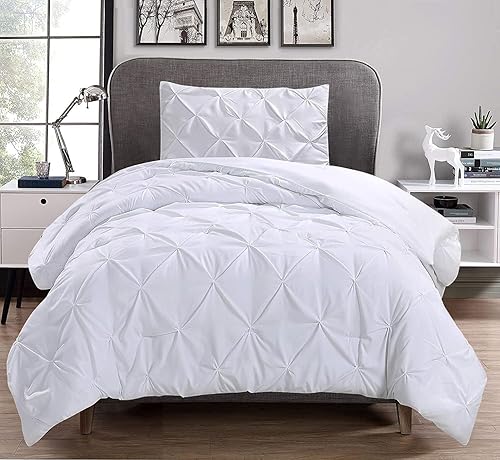 Miniatura 2 de Calidad prémium tamaño Super King de gran tamaño (120 x 98 pulgadas), juego de edredón plisado de 3 piezas, 100 % algodón egipcio de 400 GSM, 800