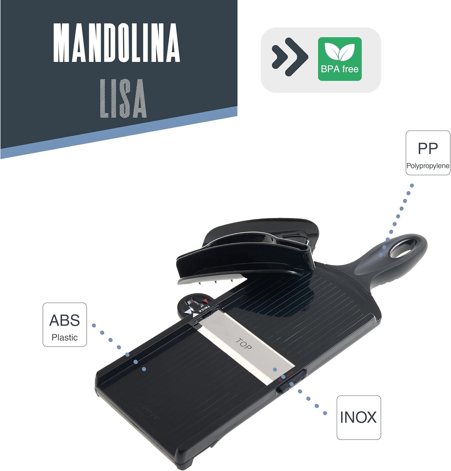Lacor - 60275 - Bi-directional Fast Mandolin, Smooth Cut, BPA-Free, DoubleCut System, Sharp Blades, Two Cutting Types, Compact and Removable Design image 4
