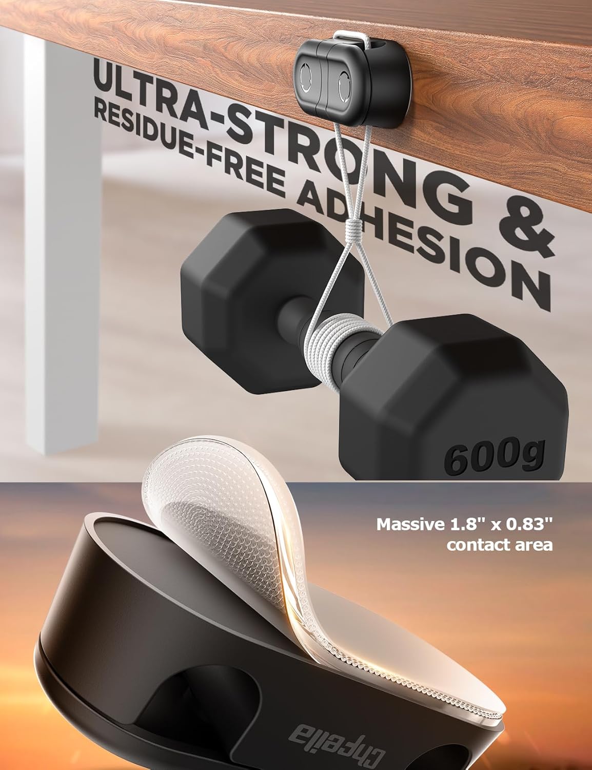 Magnetic Cable Clips - Chfeila 4Pack [Dual Slot] [360°Rotating & Twist-Lock] Cord Management, Adhesive Phone Charging Keeper, Wire Organizer Holder for Nightstand, Home Office Desk Accessories Decor - Image 4