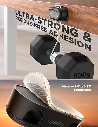 Miniatura 4 de Organizador magnético de cables, paquete de 4 doble ranura rotación de 360 y bloqueo giratorio Clips de gestión de cables, soporte de carga adhesivo