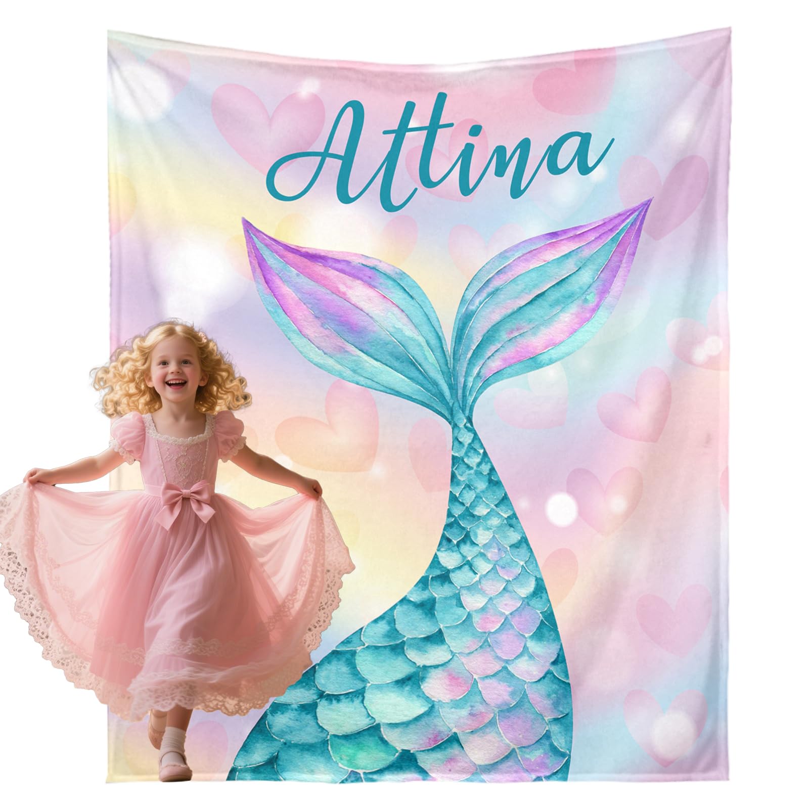 Personalized Name Blanket for Girls - Custom Cozy Soft Baby Throw Blanket with Name Birthday Children's Day Gift for Teen Girls Best Daughter Ever Her