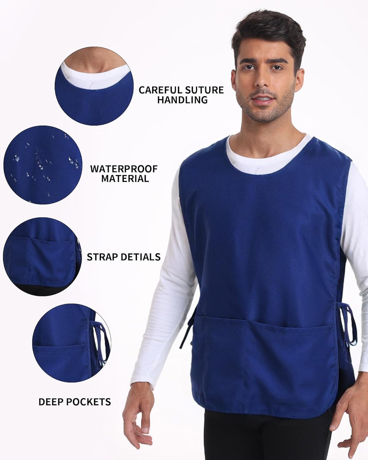 Argstar Unisex Waterdrop Cobbler Apron with 3 Pockets for Women/Men - Image 3