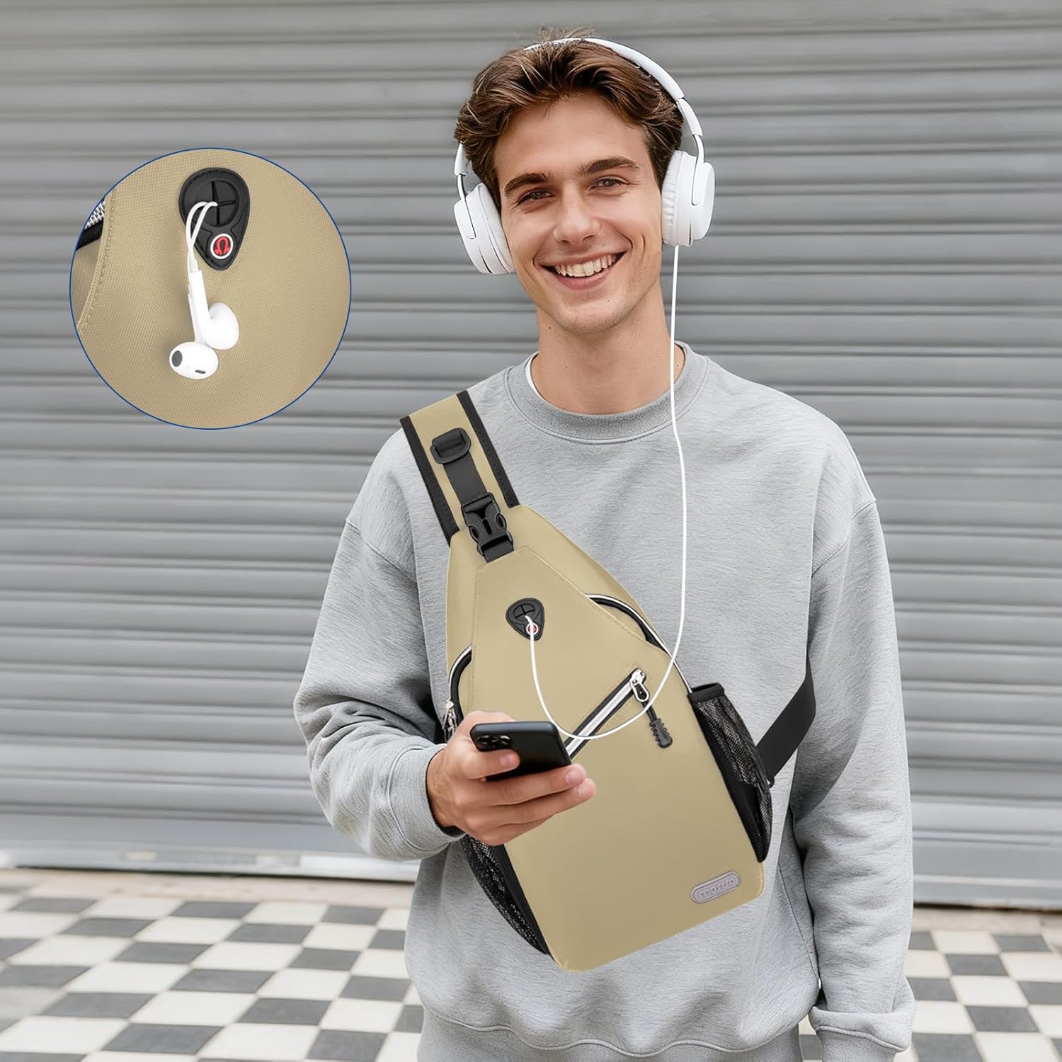 MOSISO Sling Backpack, Multipurpose Crossbody Shoulder Bag Travel Hiking Daypack - Image 8