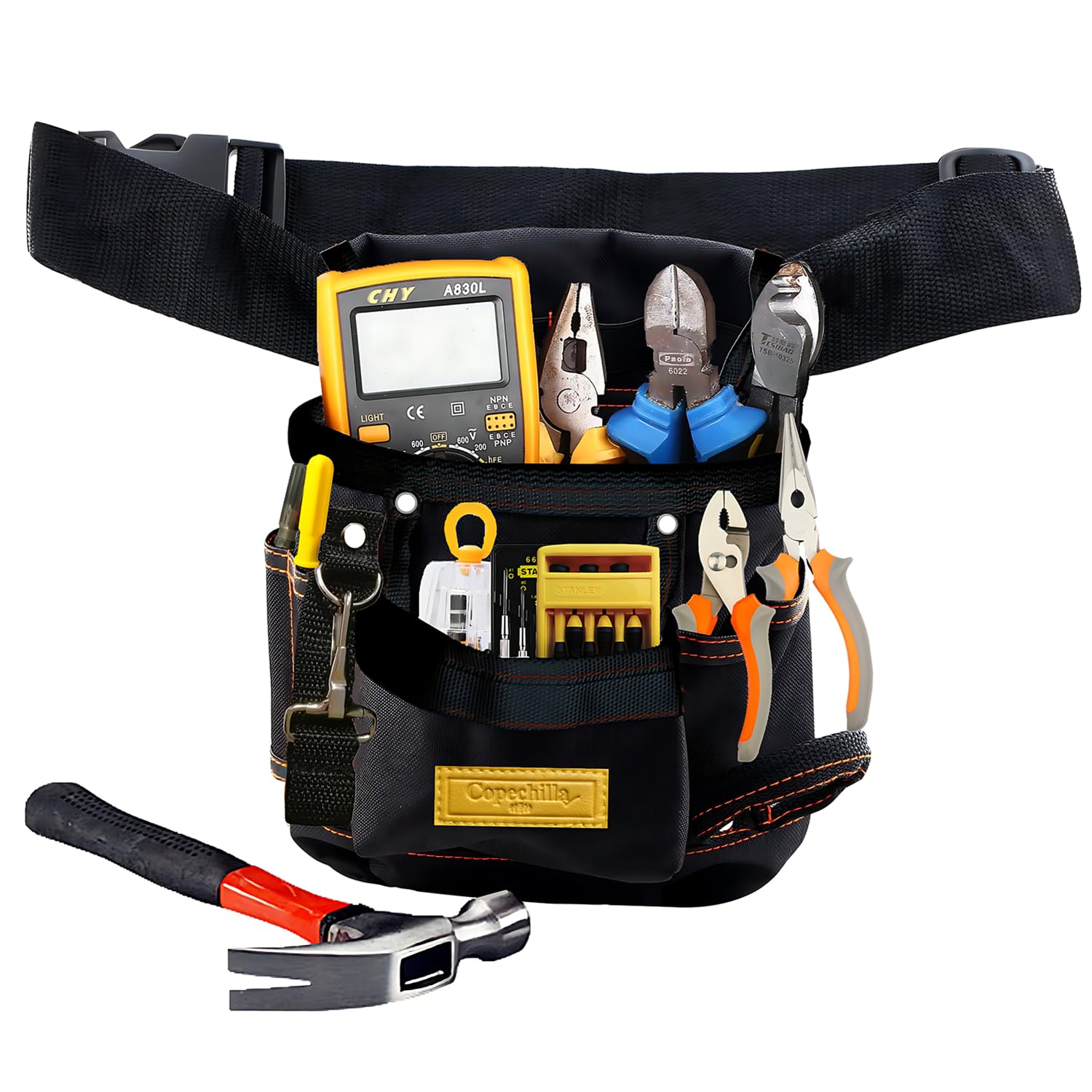 Borsa Porta Attrezzi Piccola Con Tasca Interna Rimovibile, Custodia Multifunzione Per Elettricisti E Falegnami, 30x10x18 Cm, Nero