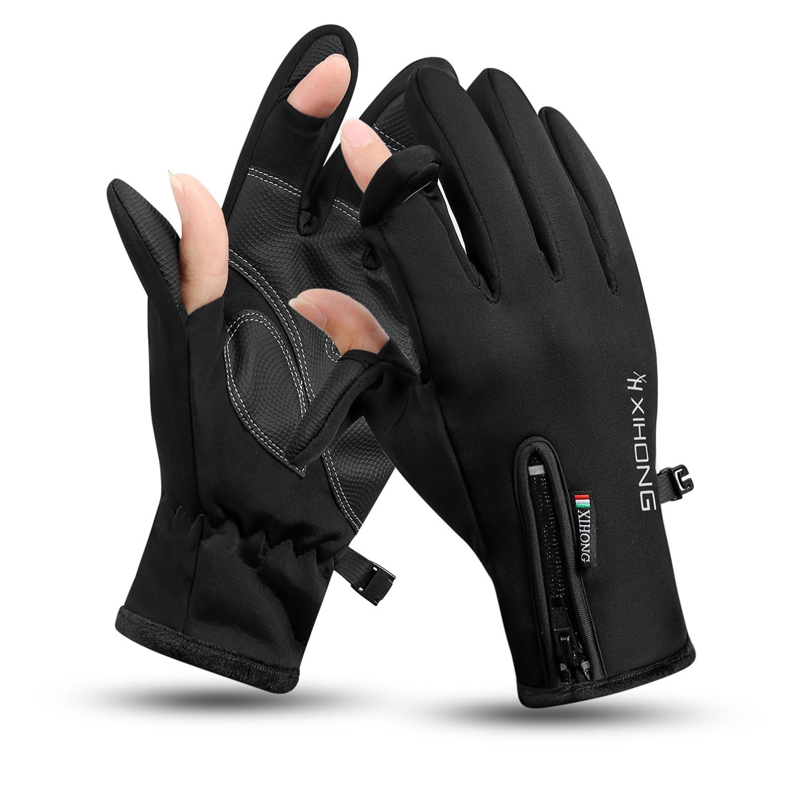 Winter Gloves for Men Women Waterproof Touchscreen Fleece Lined Thermal Snow Gloves for Running Cycling Driving Black-XL