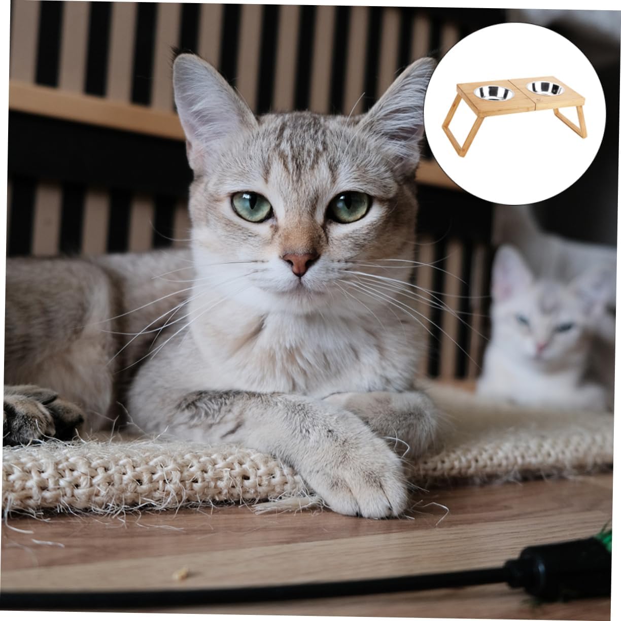 1pc Stainless Steel Pet Bowl Rack Foldable Dual-Bowl Feeder for Dogs and Cats Easy to Store Smooth Surface for Convenient Cleaning Height for Pet Feeding
