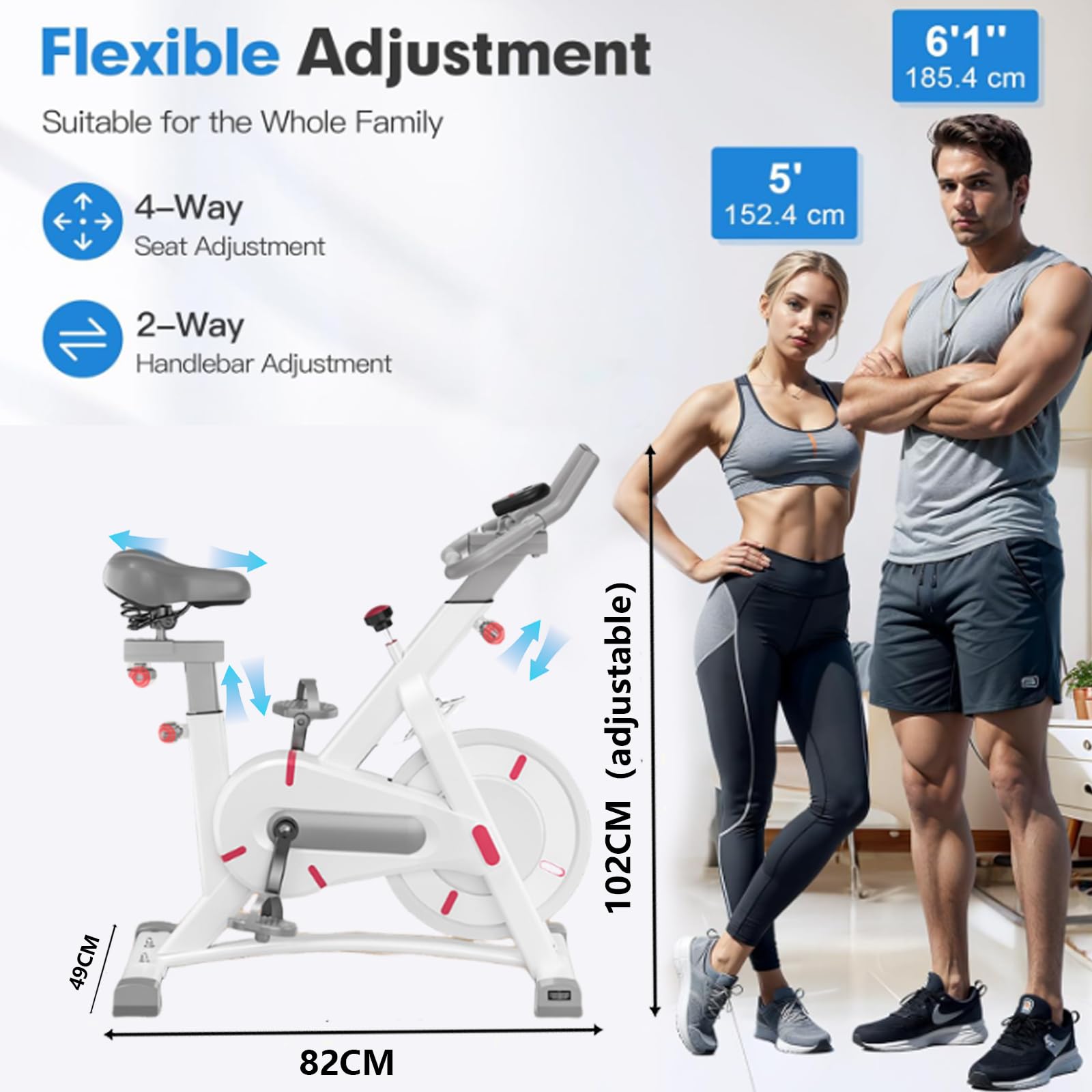 Leżący rower treningowy z łącznością Bluetooth, wiele pozycji uchwytu, wyświetlacz LCD, idealny do domowego fitnessu w pomieszczeniach