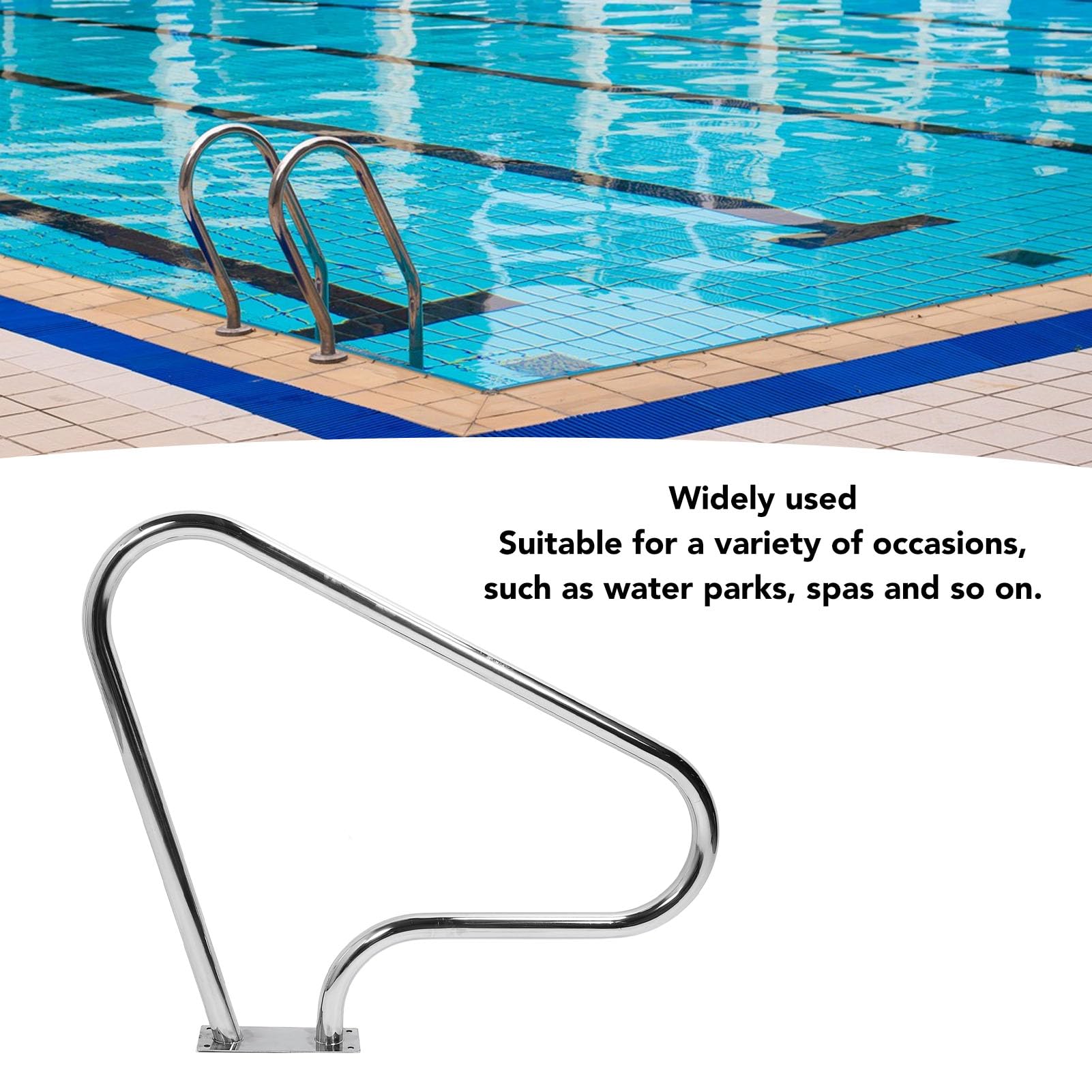 Pool-Handlauf 40,7 X 31,7, Pool-Geländer für Eingelassene Pools, Edelstahl-Pool-Handläufe, Schnellmontage-Zubehör Im Lieferumfang Enthalten, Schwimmbad-GRAP-Schiene für