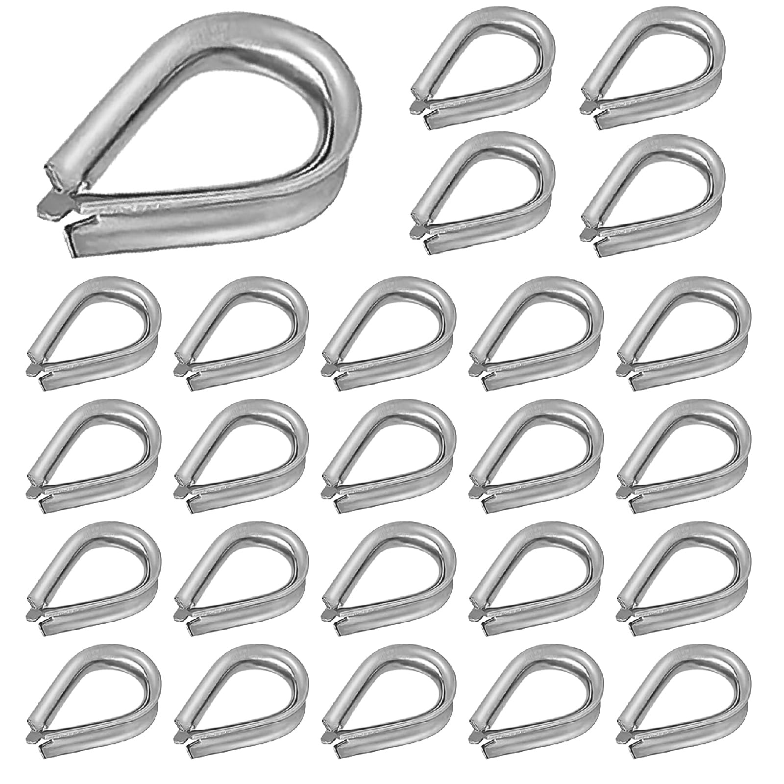 Twidec/25pcs 1/16" Stainless Steel Wire Rope Thimbles for Cable Rope Thimble Rigging(M2)