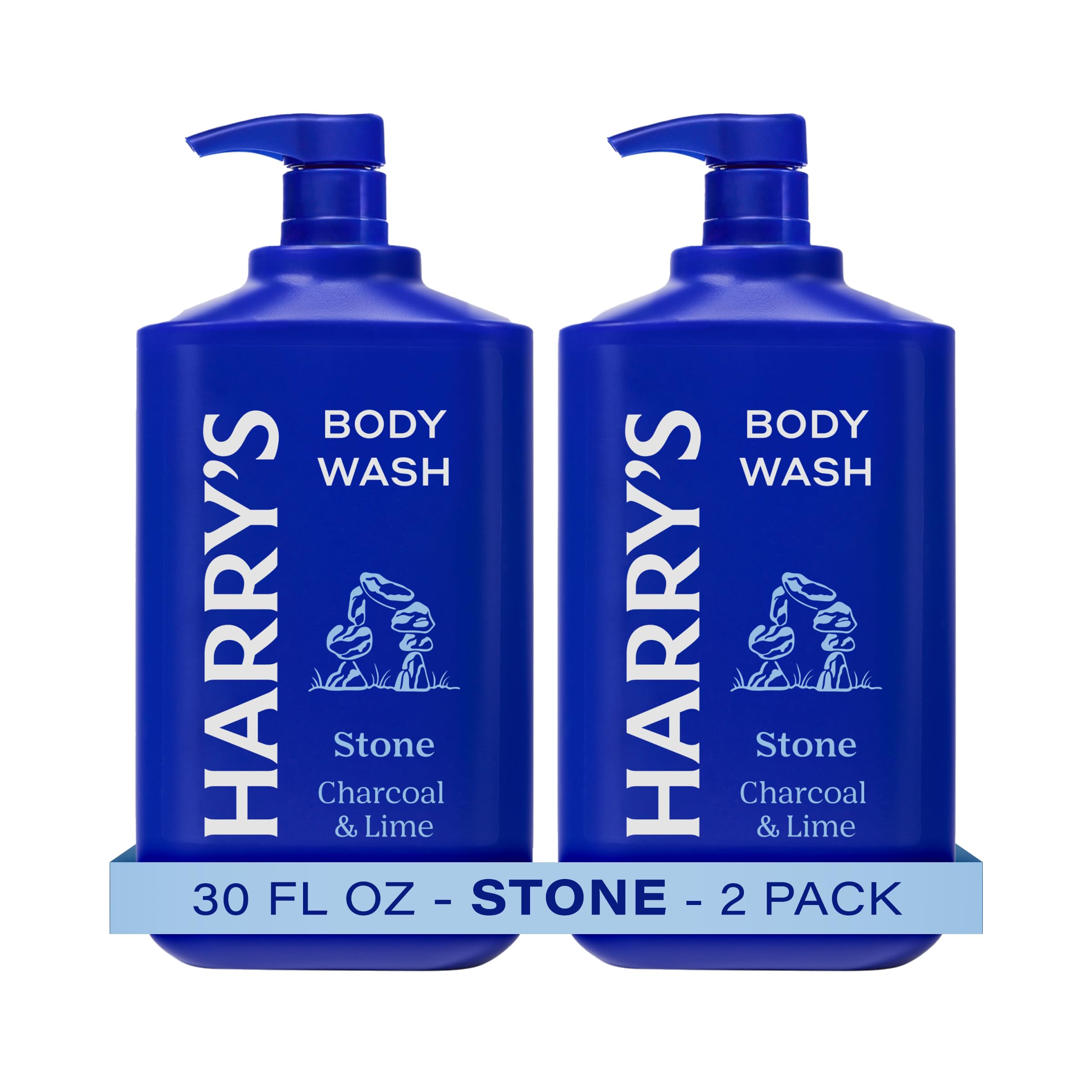 Harry's Men's Body Wash with Pump- Stone - (2 Pack) 30 fl oz - Shower Gel for Men - No Parabens, Sulfates, or Dyes
